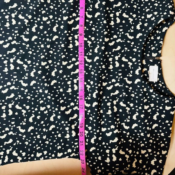 Melloday Women’s Short Sleeve Top Printed Black/Cream - Size Large - Picture 6 of 7